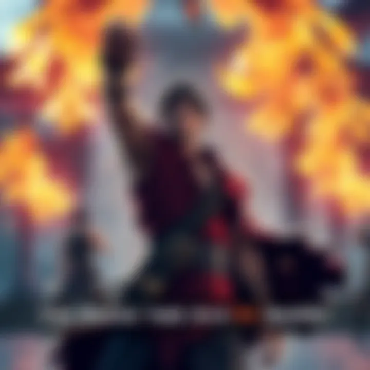 Shanks Ready for Battle Shanks standing confidently with his Haki-enhanced arm raised, preparing for a duel with Mihawk in a dramatic setting