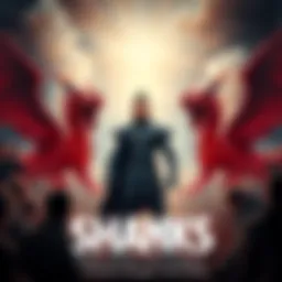 Shanks with the Dragons Shanks stands confidently with three powerful dragons around him, showcasing his control and authority. Fans react with mixed emotions in the background.