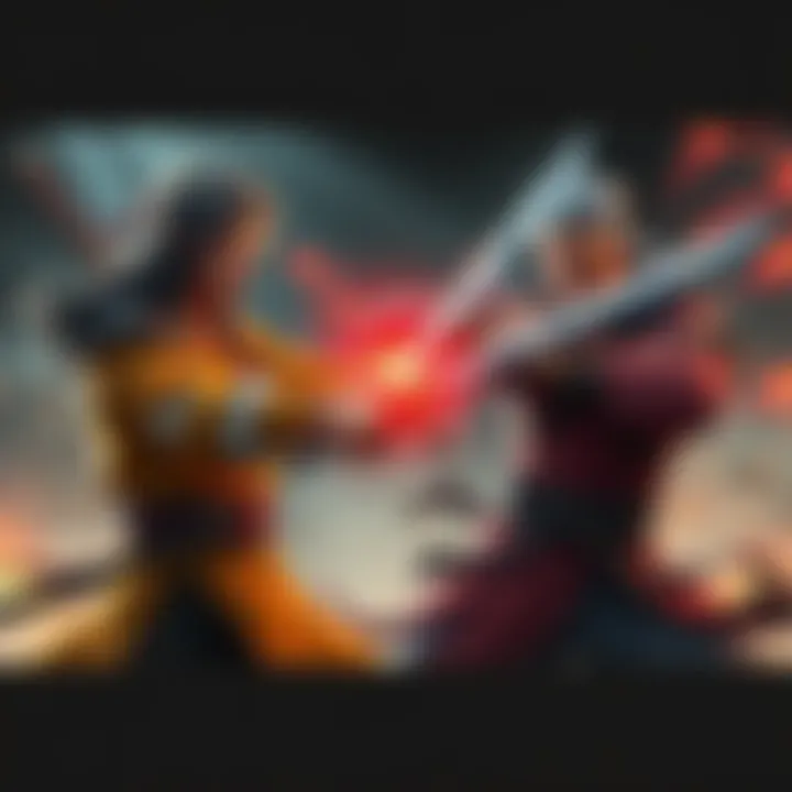 Shanks and Mihawk Sword Duel A dramatic scene showing Shanks and Mihawk in a fierce sword fight, both wielding their legendary swords, with intense expressions on their faces.