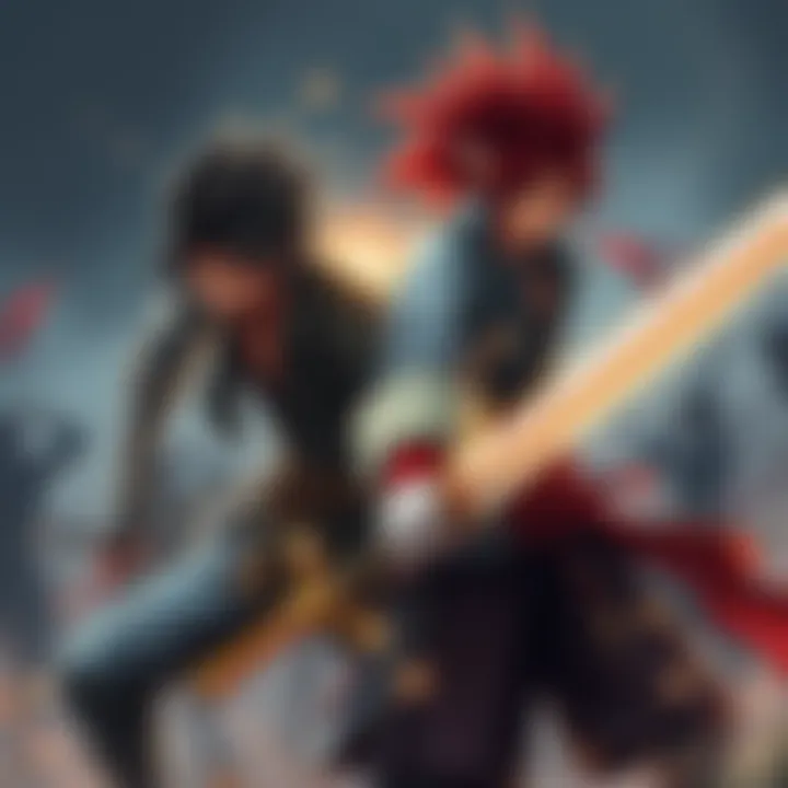 Shanks and Mihawk Fan Art Art of two powerful sword fighters representing Shanks and Mihawk, surrounded by fans debating their skills.