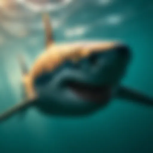 An artistic representation of a shark showcasing its features and essence.