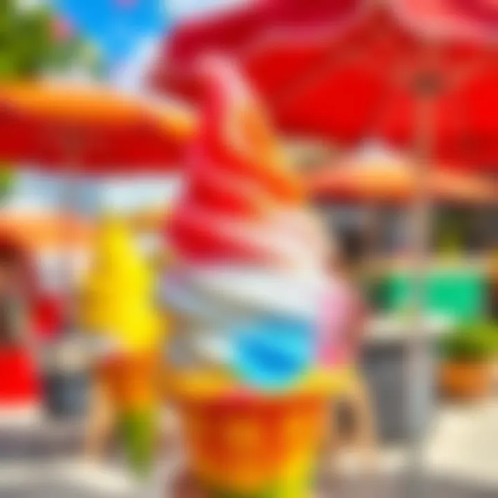 Colorful shaved ice cone with various flavors served on a sunny day in Togo