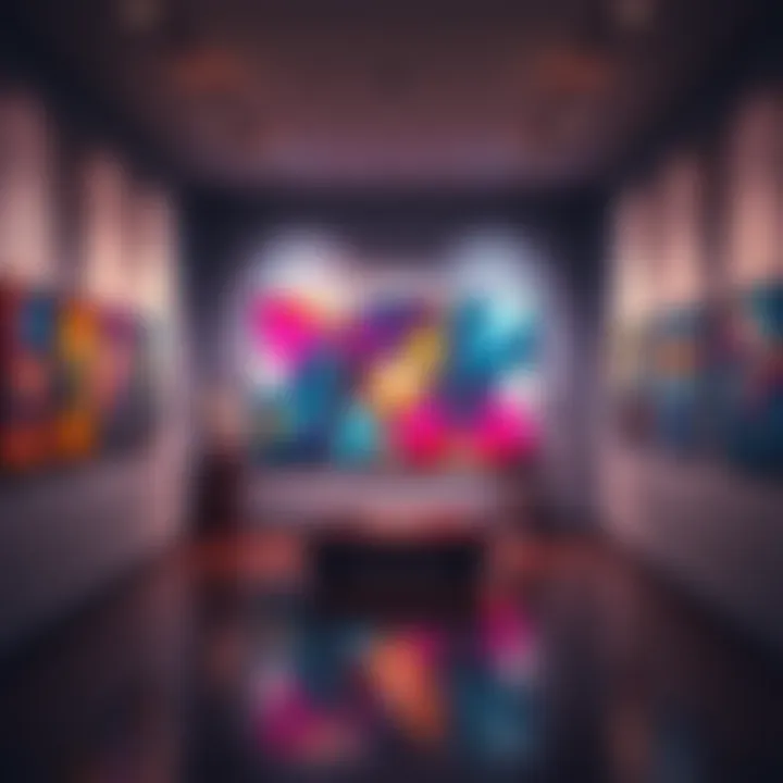 The captivating artwork 'She's Locked In' displayed in an art gallery, showcasing vibrant colors and emotional depth.