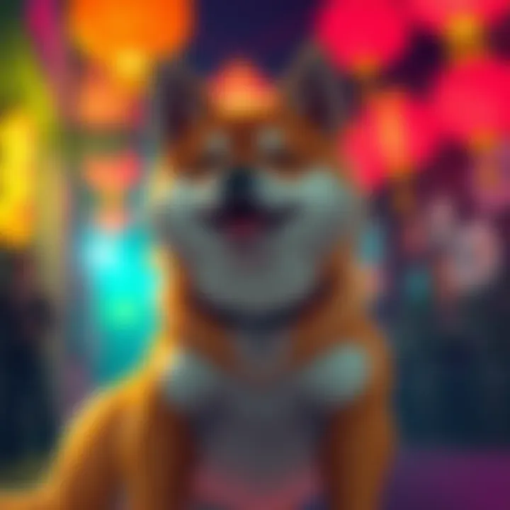 A Shiba Inu character in a vibrant scene from Chapter 52 of Shiba Inu Rooms, showcasing new story elements and character expressions.