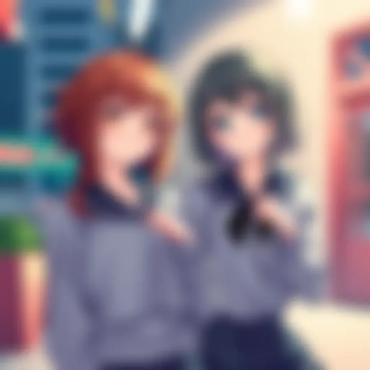 Shibuya Mimiko and Nanako Characters Illustration featuring Shibuya Mimiko and Nanako showcasing their grades in an anime setting