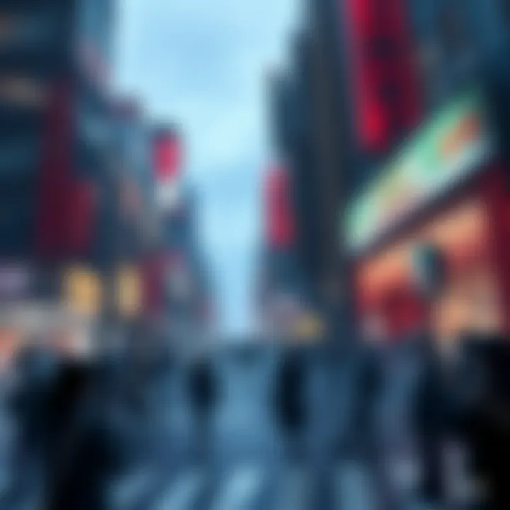 A chaotic scene in Shibuya with people reacting to disaster curses, showcasing tension and surprises in the streets.