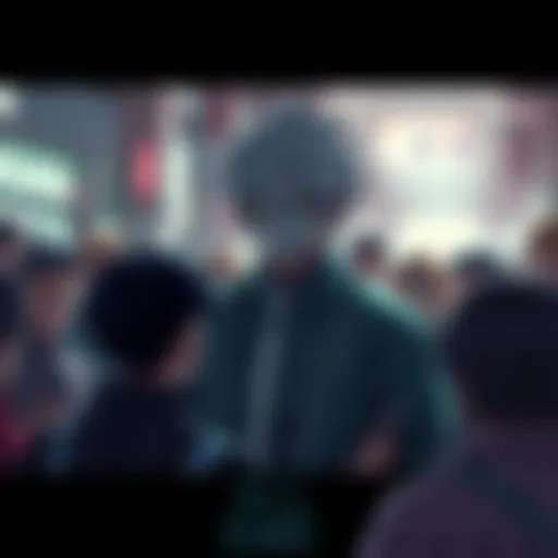 A scene showing Shigaraki with a dramatic expression as he announces his new name All For Naught, surrounded by people discussing potential names for All For One.