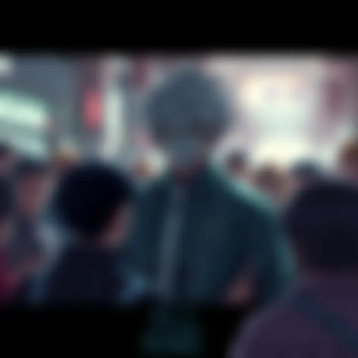 A scene showing Shigaraki with a dramatic expression as he announces his new name All For Naught, surrounded by people discussing potential names for All For One.