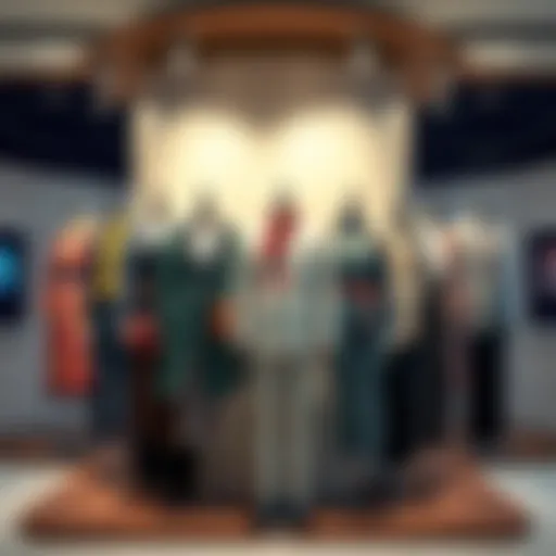Various outfit styles for Shigaraki displayed on a mannequin, showcasing different creative designs and accessories.