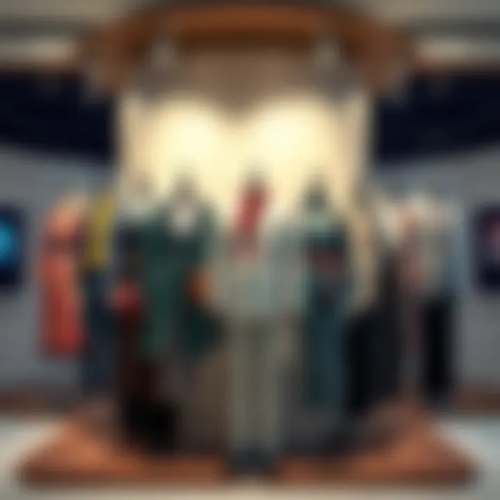 Various outfit styles for Shigaraki displayed on a mannequin, showcasing different creative designs and accessories.
