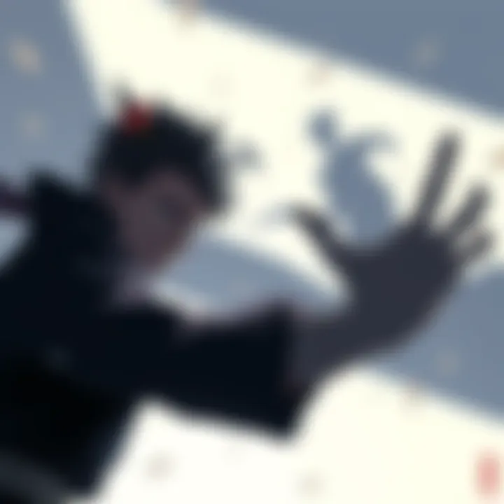 A character named Shikamaru controlling shadows with a serious expression, showing his unique abilities in action.