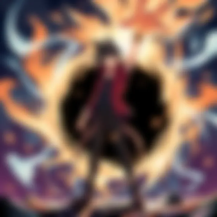 Shiki Granbell Creating a Black Hole Shiki Granbell stands confidently with energy swirling around him as he creates a black hole, pulling in light and energy from the surroundings.