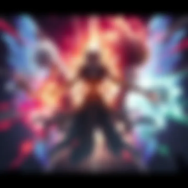 A dynamic scene showing multiple shikigami combining their powers, creating a powerful entity with blended traits, surrounded by energy and light.