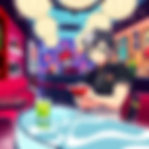 New artworks of Shinobu and Giyu displayed at Ufotable Mocktail Bar in Ginza, showcasing vibrant designs that capture the characters' personalities.