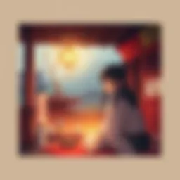 A warm scene showing Shino surrounded by traditional elements, evoking nostalgia and connection to her past.