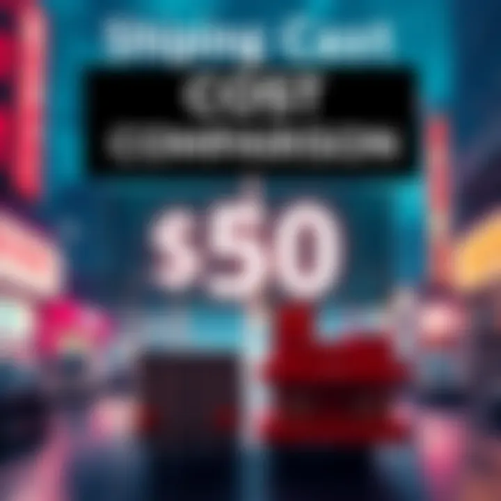 A visual comparison of shipping costs between CDJapan and other shipping platforms, highlighting a $50 fee from CDJapan and lower fees from competitors.