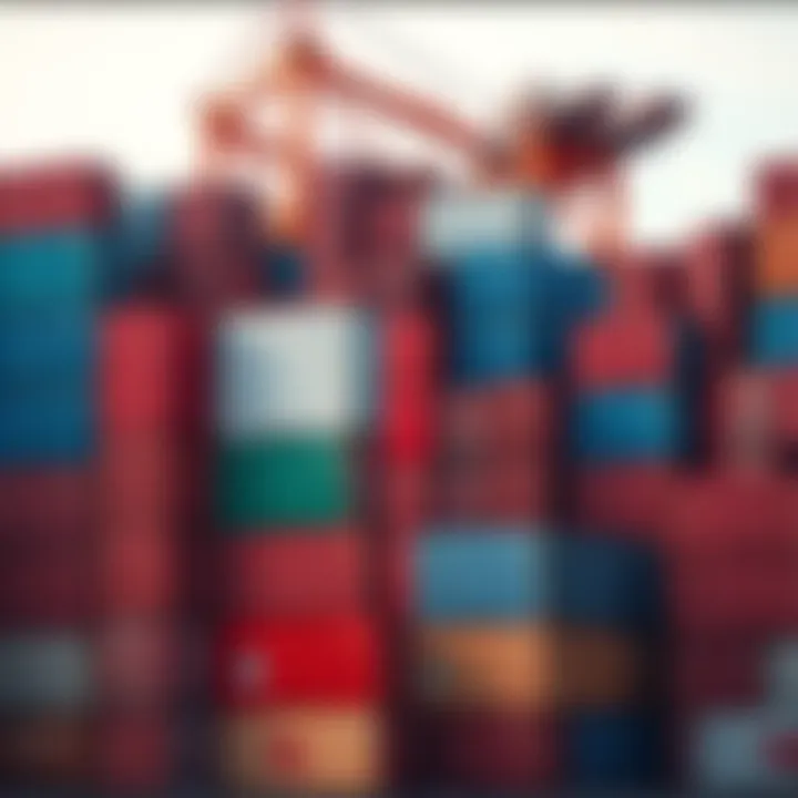 Shipping Containers in Port Colorful shipping containers stacked at a busy port, symbolizing changes in global trade.
