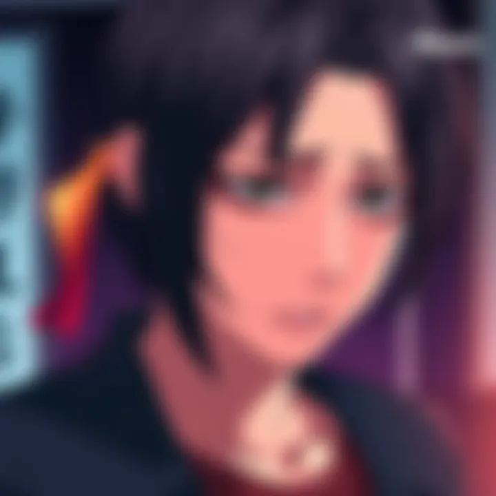 A character named Shiratori with a downcast expression, showing signs of sadness and emotional struggle.