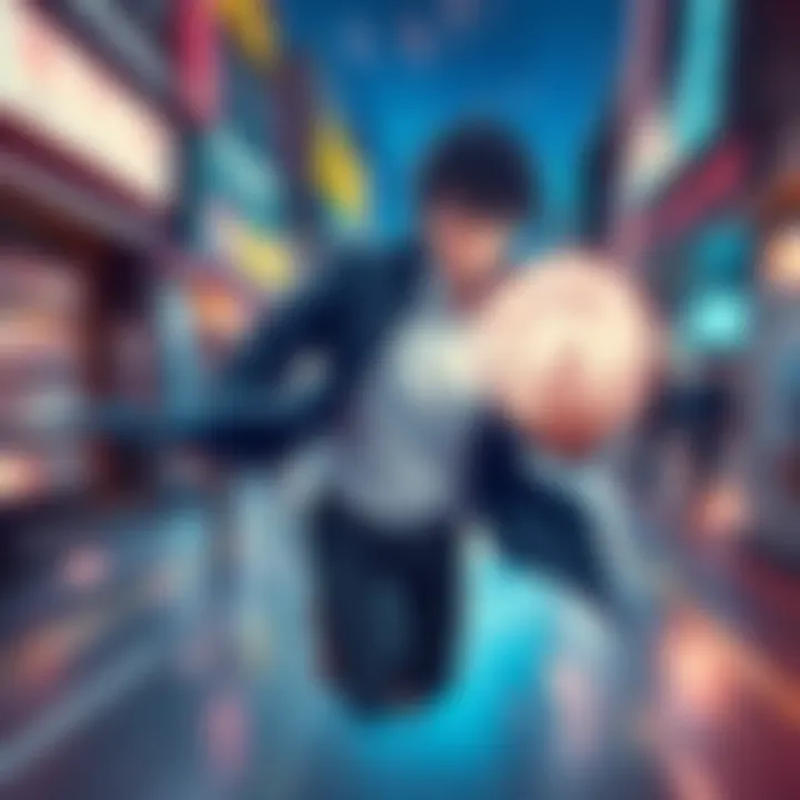 A character named Sho demonstrating his teleportation ability in a dynamic pose, surrounded by a blur effect to indicate movement