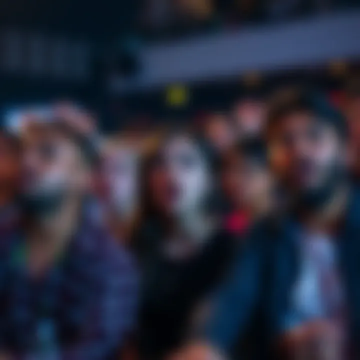 Surprised audience reacting to a shocking event A group of people with shocked expressions watching a surprising moment unfold