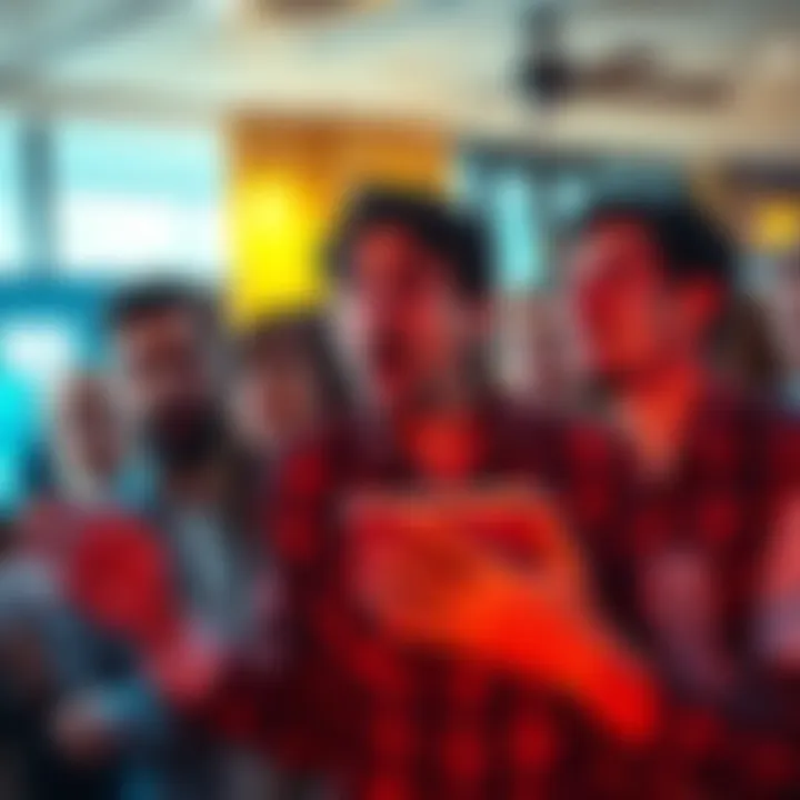 A group of shocked and surprised people discussing recent news in a lively setting