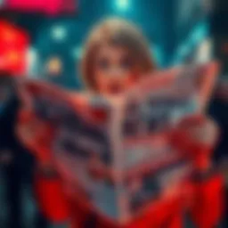 A person holding a newspaper with headlines about unfair treatment and scandal, looking shocked