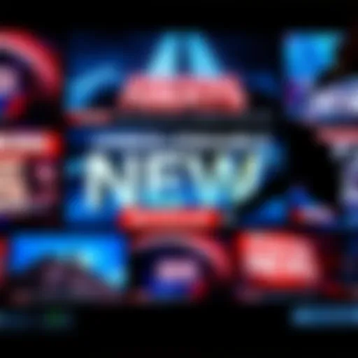 A collage of headlines and breaking news alerts on a digital screen, showing various unexpected stories and events.