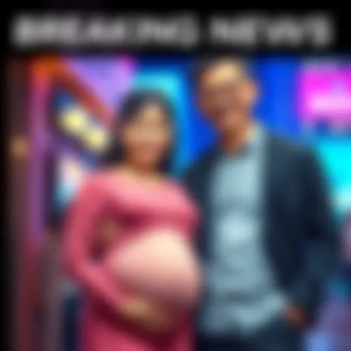Shoko stands next to the father, both smiling and showing excitement about the pregnancy