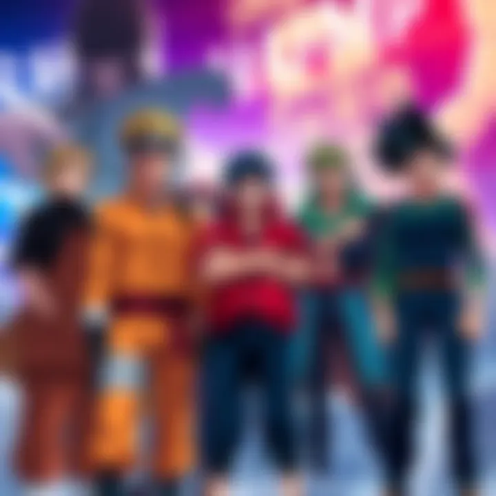 Iconic characters from Naruto, One Piece, and My Hero Academia standing together, representing a potential shared universe.