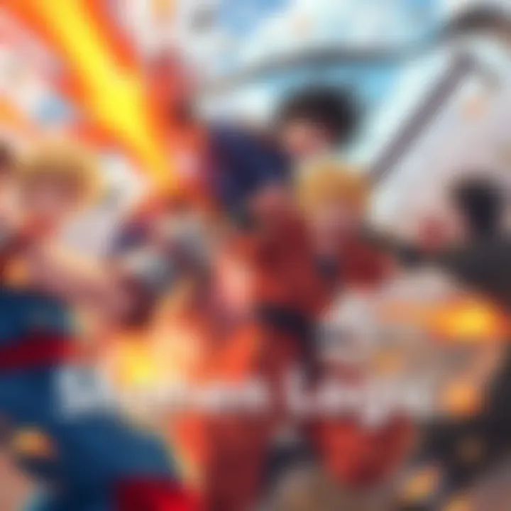 A vibrant scene depicting characters engaging in classic Shonen battles, showcasing dynamic action and expressive emotions