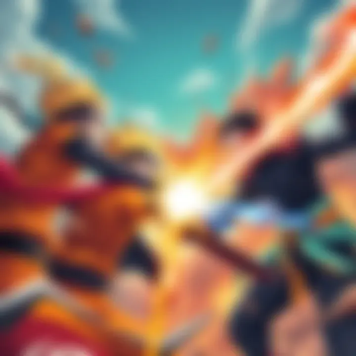 Characters from Naruto, Bleach, and One Piece face off against new generation heroes in an epic battle scene