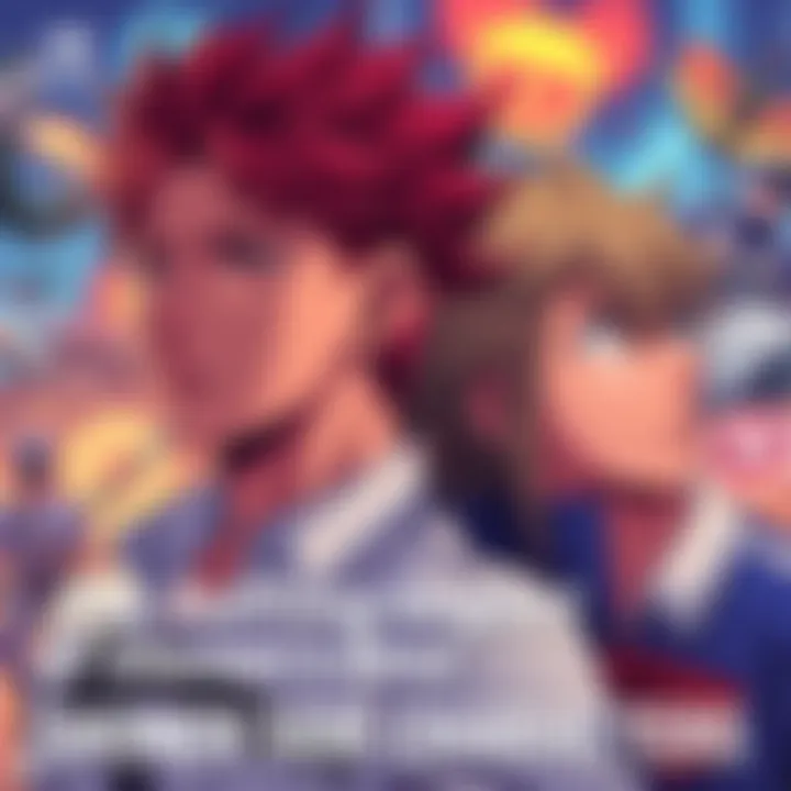 Shonen Side Characters Two intriguing shonen side characters from a popular series, looking thoughtful with a backdrop of action scenes, representing their potential in the story.