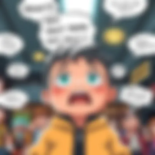 A cartoon character named Shoto with a shocked expression, surrounded by funny speech bubbles with absurd predictions about what he might say next.