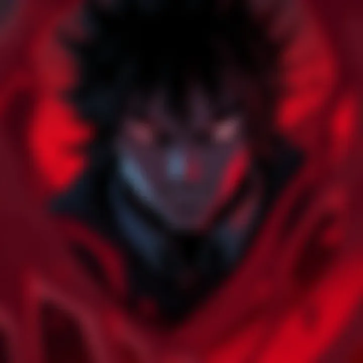 A character with dark, intense features surrounded by shadows, showing a mix of anger and ambition, symbolizing the potential for villainy in animanga.