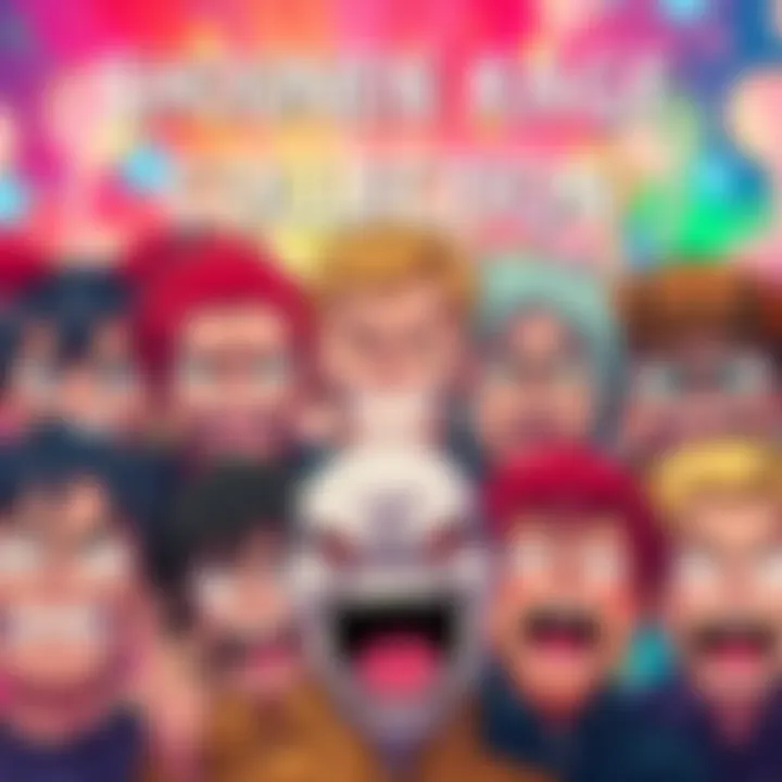 A group of popular Shounen Rage Faces showcasing various emotions and expressions, set against a colorful background.