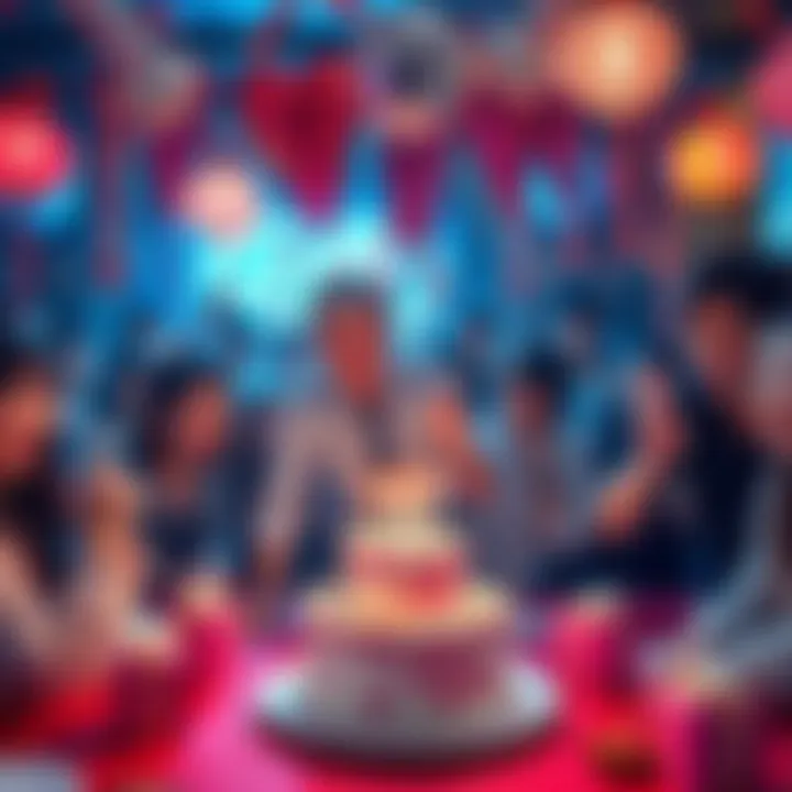 Fans celebrating Shouya Chiba's birthday with Taiki-themed decorations and cake.