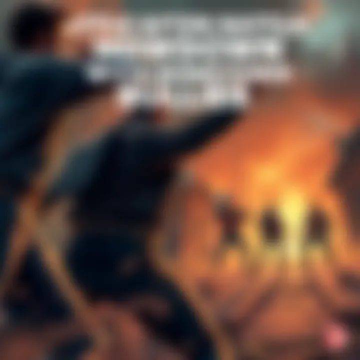 A tense confrontation scene between a hero and a group of bullies in a small town setting, showcasing determination and conflict.