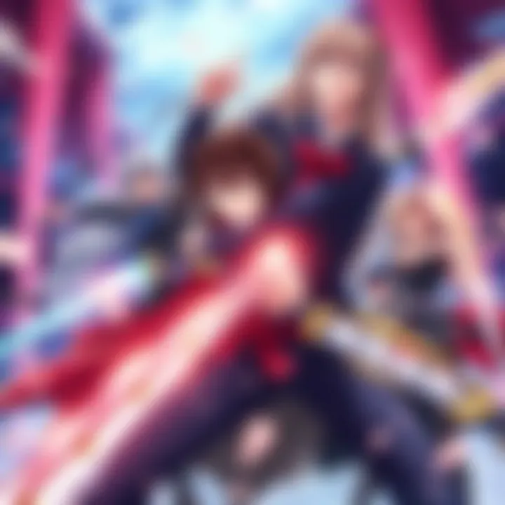 Characters from Shuumatsu no Valkyrie in a dynamic battle pose, showcasing their fierce expressions and weapons during an intense moment in the story