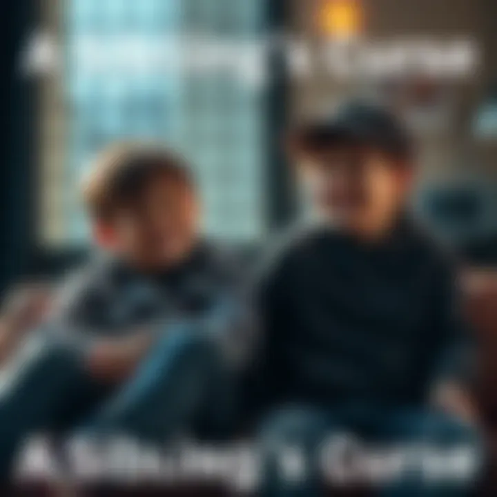 Two siblings sitting together, showing a mix of joy and sadness, reflecting their complex relationship.