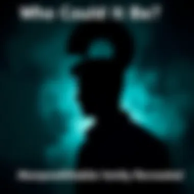 Silhouette with Question Mark A dark silhouette of a person with a large question mark above their head, symbolizing uncertainty about identity.