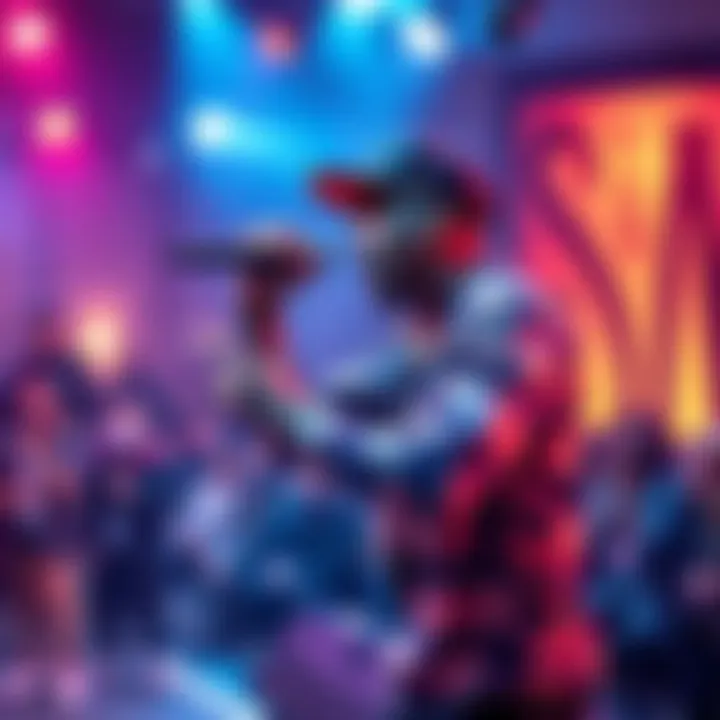 Simo performing freestyle rap Simo delivering an energetic freestyle rap performance on stage, captivating the audience with his skills