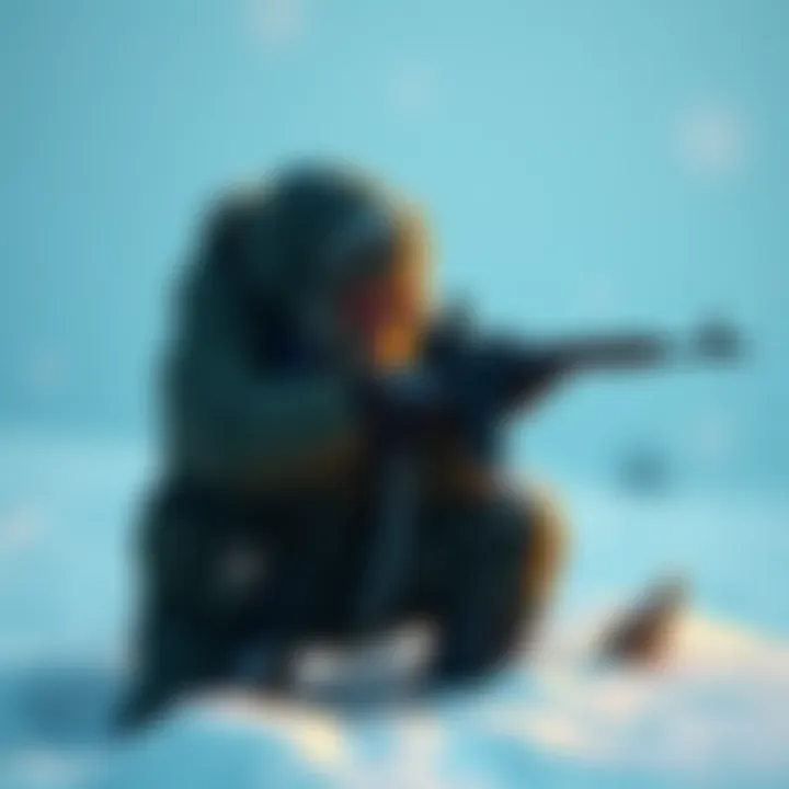Simo Häyhä, the Finnish sniper known as the White Death, aiming his rifle in a snowy landscape during the Winter War.