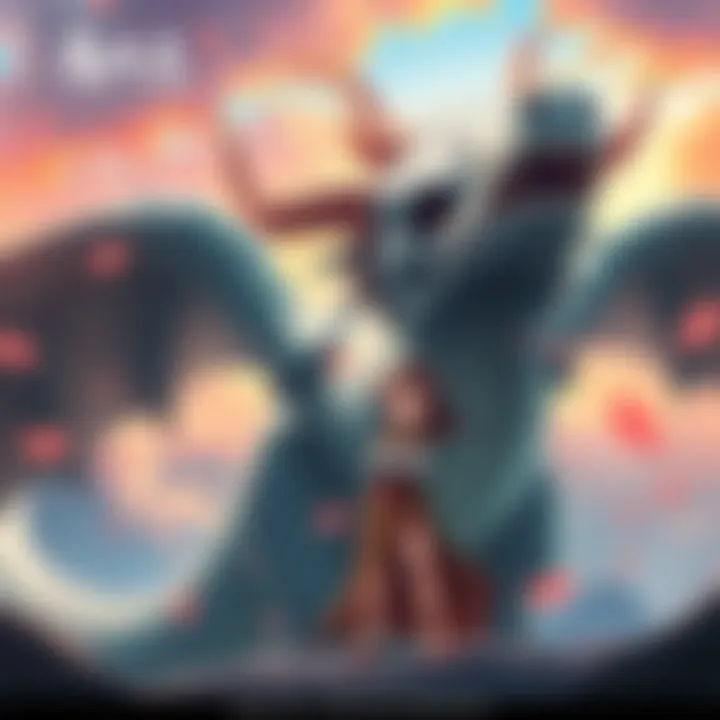 A fantasy scene depicting a young girl with dragon features standing confidently beside a large skull dragon, set against a vibrant background that hints at adventure and magic.