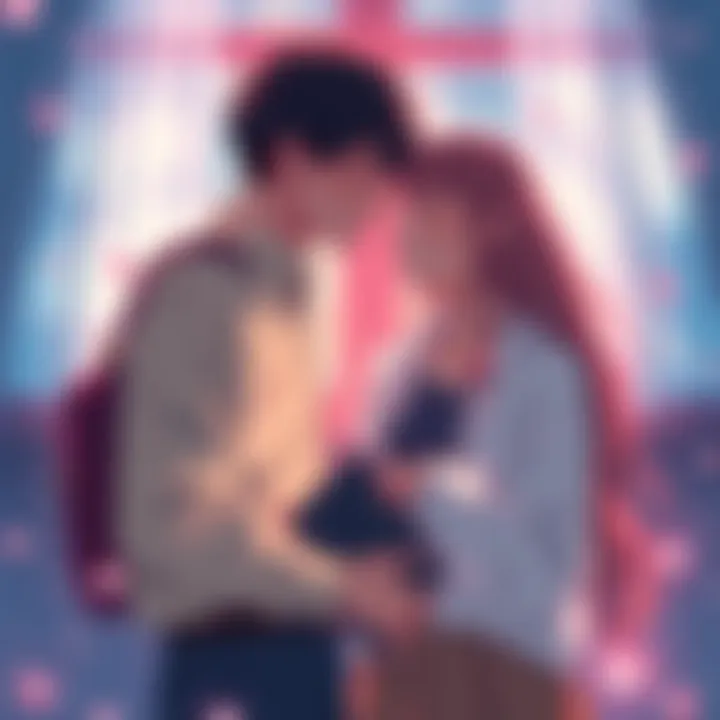 A cozy scene with two introverted characters sharing a quiet moment, surrounded by soft colors and gentle light, representing emotional connections in slow burn romance anime.