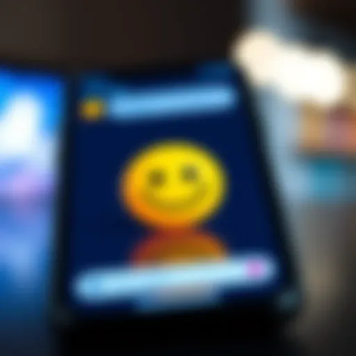 A close-up of a smartphone screen displaying a text conversation with a smiley emoji, highlighting emotional expression in digital communication.