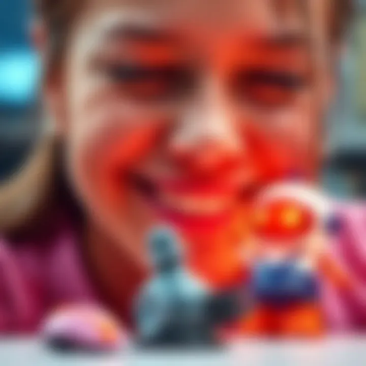 A person smiles, triggering a toy to move in response, demonstrating interactive technology.