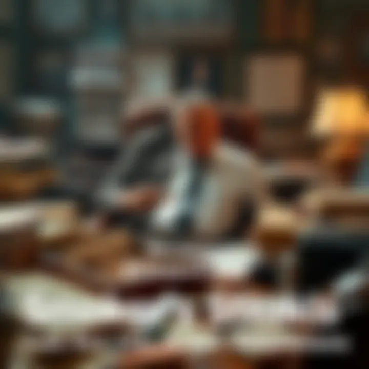 Smoker's Office with Cigar A character named Smoker sits in a cluttered office filled with cigars and an ashtray, surrounded by various papers. The scene shows him interacting with another character, highlighting their response...