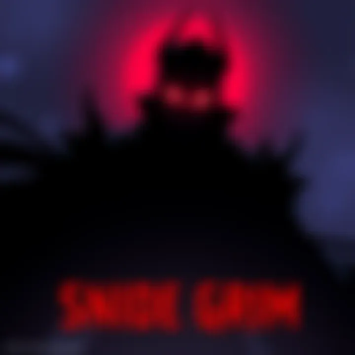 A dark and menacing character named Snide Grim, featuring a shadowy silhouette and sharp features, representing a new villain in RWBY Next Generation fanfic.