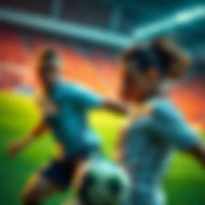 Two soccer players battling for the ball during a crucial moment in the match, showing intense focus