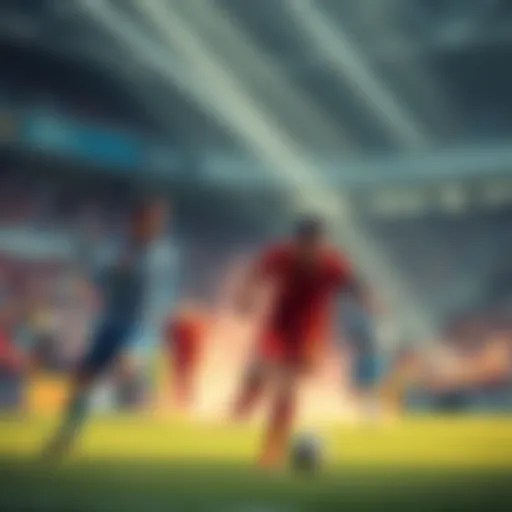 A dynamic soccer match showing players implementing new tactics on the field with a vibrant crowd in the background.